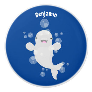 Pomo De Cerámica Ilustracion personalizado de ballenas de la beluga