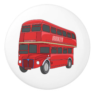 Pomo De Cerámica Ilustracion personalizado de bus de dos pisos