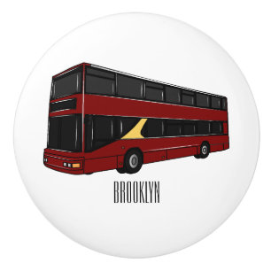 Pomo De Cerámica Ilustracion personalizado de bus de dos pisos