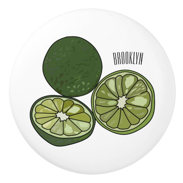 Pomo De Cerámica Ilustracion personalizado de cal de Kaffir (Anverso)