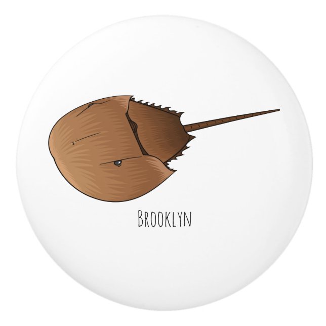 Pomo De Cerámica Ilustracion personalizado de cangrejo herradura (Anverso)