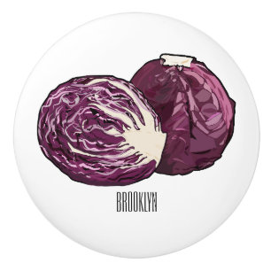 Pomo De Cerámica Ilustracion personalizado de col roja