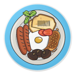 Pomo De Cerámica Ilustracion personalizado de desayuno inglés