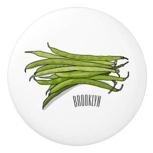 Pomo De Cerámica Ilustracion personalizado de frijol verde