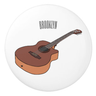 Pomo De Cerámica Ilustracion personalizado de guitarra acústica