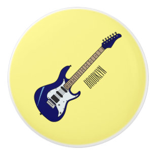 Pomo De Cerámica Ilustracion personalizado de guitarra eléctrica