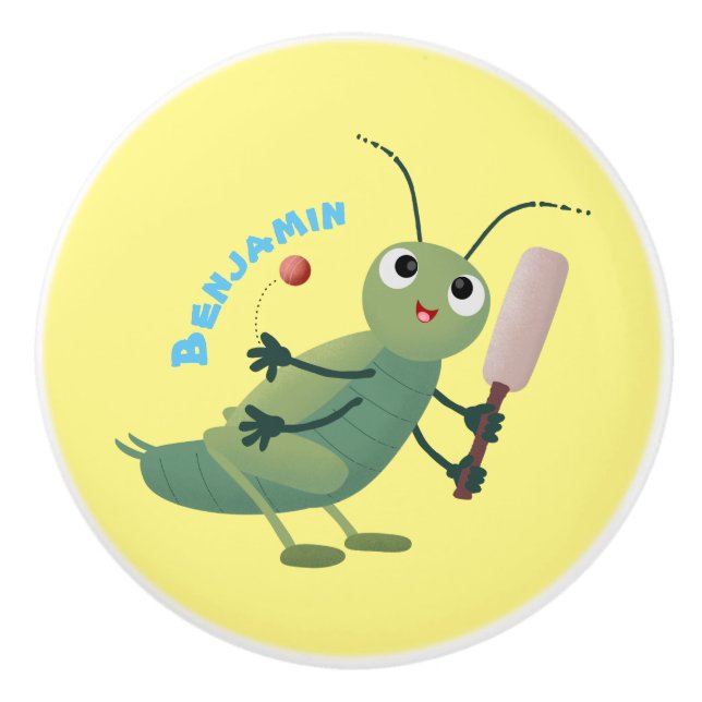 Pomo De Cerámica Ilustracion personalizado de insectos de cricket v (Anverso)