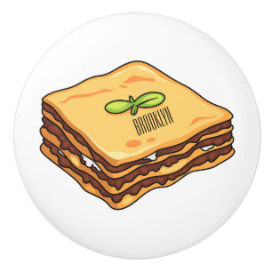 Pomo De Cerámica Ilustracion personalizado de Lasagna