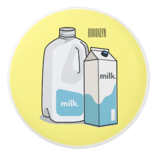 Pomo De Cerámica Ilustracion personalizado de leche