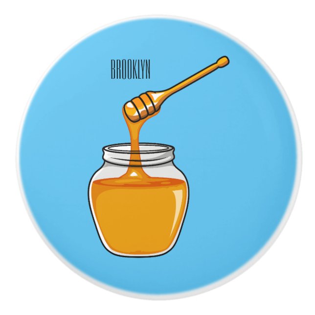 Pomo De Cerámica Ilustracion personalizado de miel (Anverso)