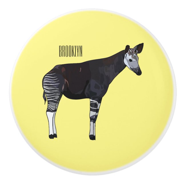 Pomo De Cerámica Ilustracion personalizado de Okapi (Anverso)