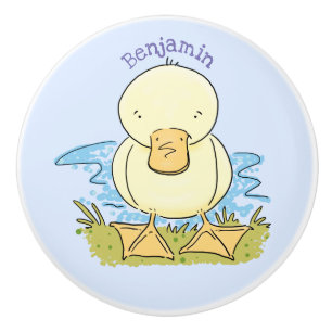 Pomo De Cerámica Ilustracion personalizado de pato amarillo