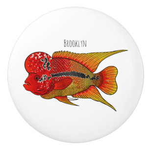 Pomo De Cerámica Ilustracion personalizado de peces cíclicos de cue