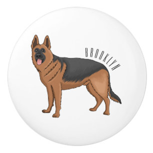 Pomo De Cerámica Ilustracion personalizado de perro pastor alemán