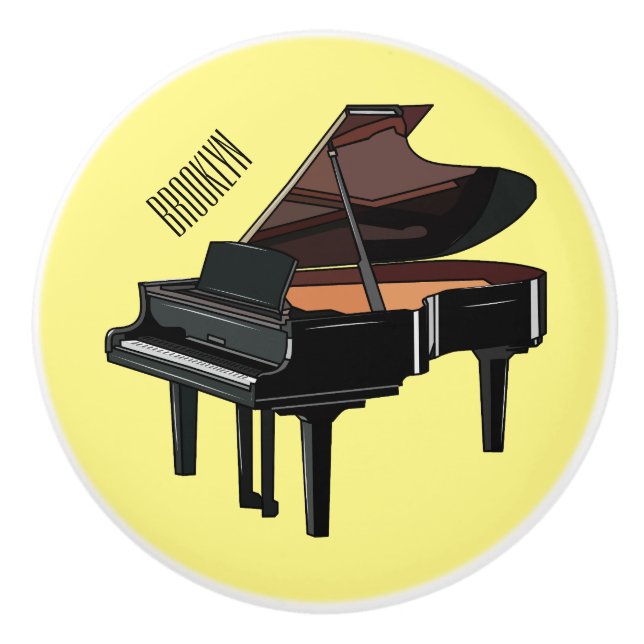 Pomo De Cerámica Ilustracion personalizado de piano (Anverso)