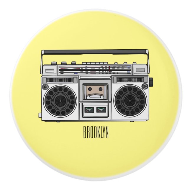 Pomo De Cerámica Ilustracion personalizado de radio (Anverso)