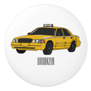 Pomo De Cerámica Ilustracion personalizado de taxi