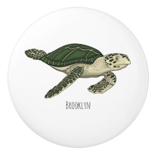Pomo De Cerámica Ilustracion personalizado de tortugas marinas