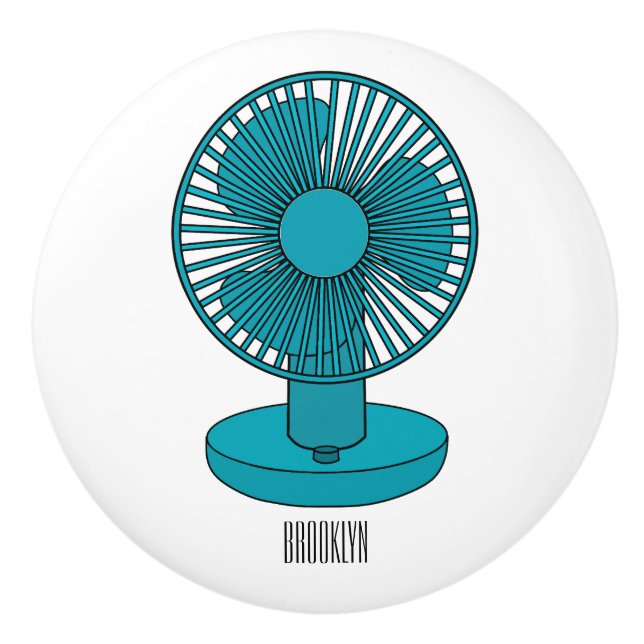 Pomo De Cerámica Ilustracion personalizado de ventilador (Anverso)