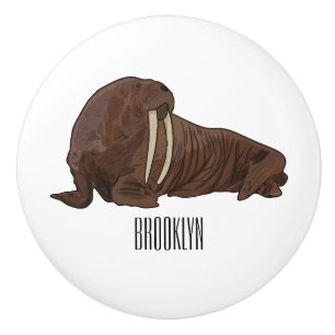 Pomo De Cerámica Ilustracion personalizado de Walrus