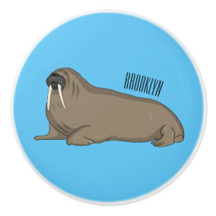 Pomo De Cerámica Ilustracion personalizado de Walrus