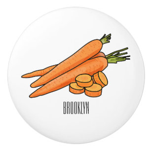 Pomo De Cerámica Ilustracion personalizado de zanahoria