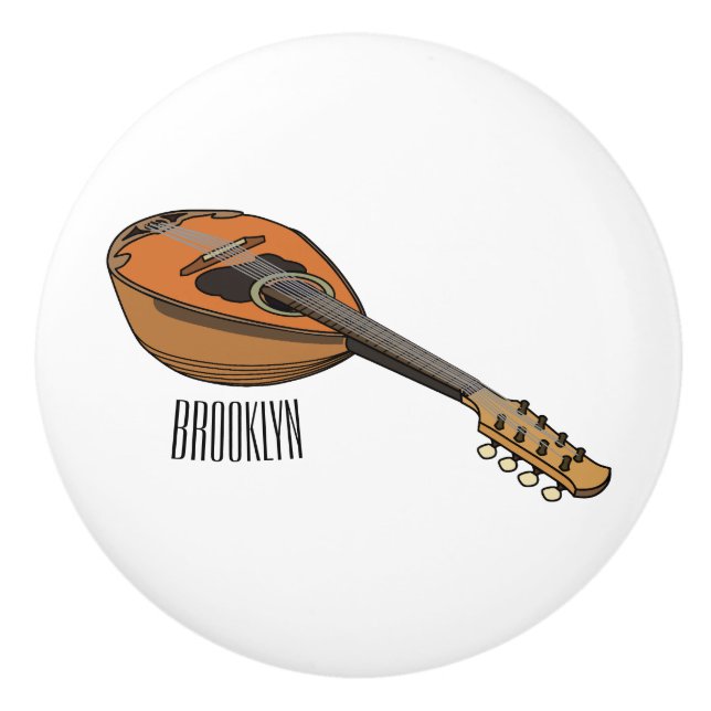 Pomo De Cerámica Ilustracion personalizado Mandolin (Anverso)