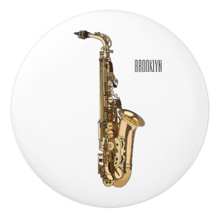 Pomo De Cerámica Ilustracion personalizado saxofón