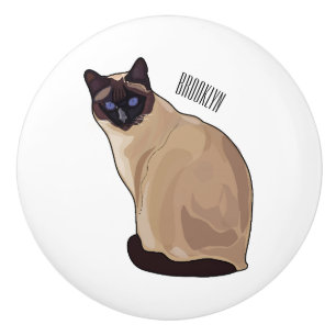 Pomo De Cerámica Ilustracion personalizado siamés