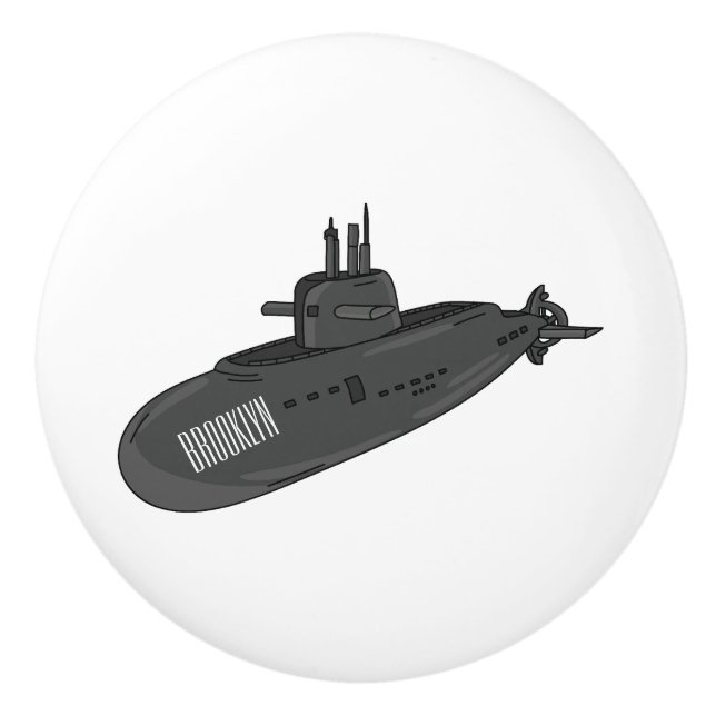 Pomo De Cerámica Ilustracion personalizado submarino (Anverso)