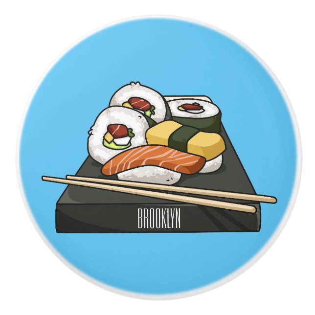 Pomo De Cerámica Ilustracion personalizado Sushi (Anverso)