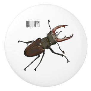 Pomo De Cerámica Ilustracion Stag beetle personalizado