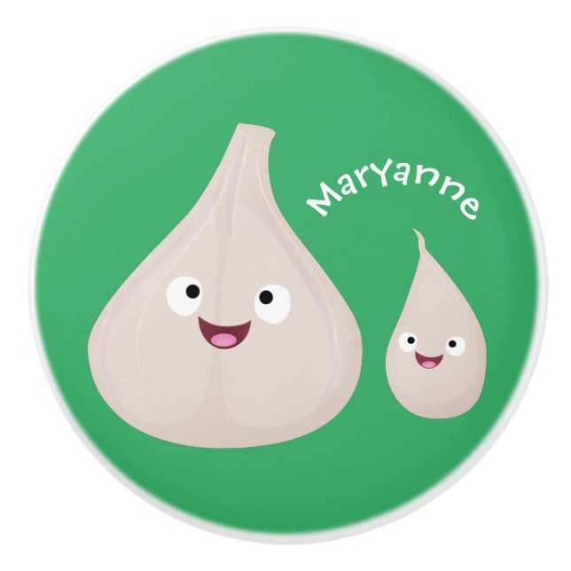 Pomo De Cerámica Ilustracion vegetal de personalizado de ajo dulce (Anverso)