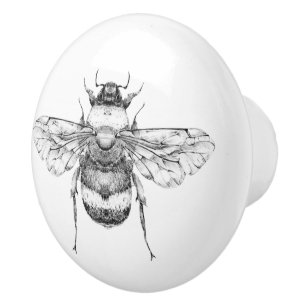 Pomo De Cerámica Ilustracion Vintage Bumblebee