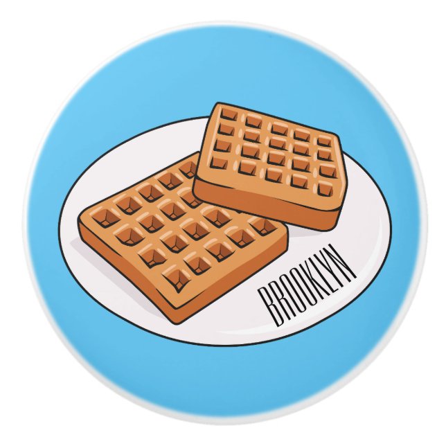 Pomo De Cerámica Ilustracion Waffle personalizado (Anverso)
