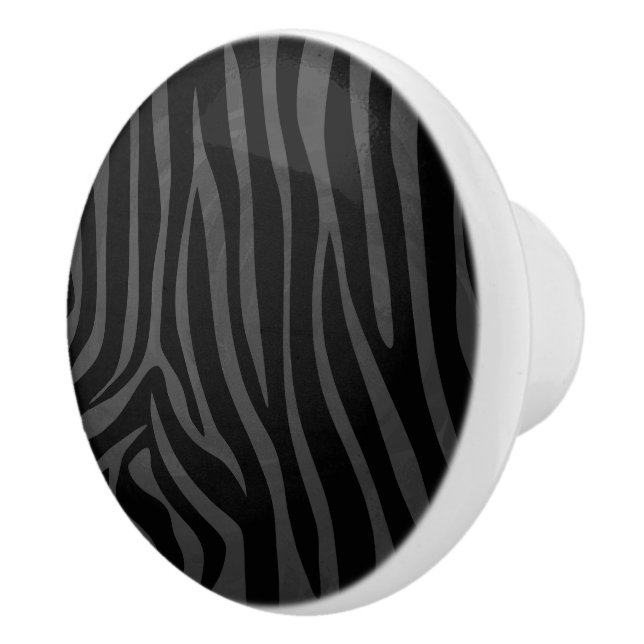 Pomo De Cerámica Impresión de cebra negra y gris (Derecha)