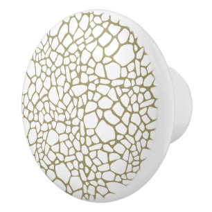 Pomo De Cerámica Impresión de jirafa blanca dorada