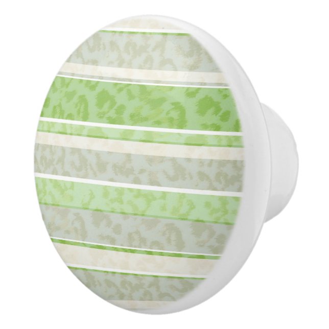 Pomo De Cerámica Impresión de leopardo sobre fondo a rayas. (Derecha)