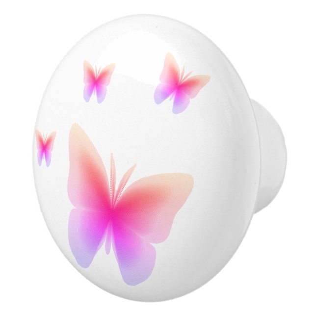 Pomo De Cerámica Impresión de mariposa rosa de bonito (Derecha)