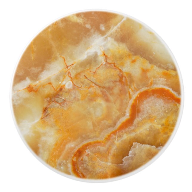 Pomo De Cerámica Impresión de mármol marrón y beige (Anverso)