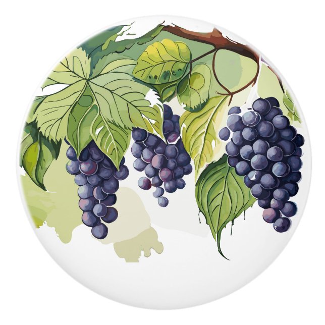 Pomo De Cerámica Impresión de uvas (Anverso)