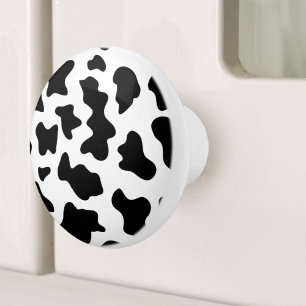 Pomo De Cerámica impresión de vacas lecheras en blanco y negro