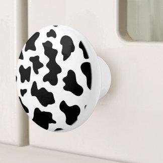 Pomo De Cerámica impresión de vacas lecheras en blanco y negro