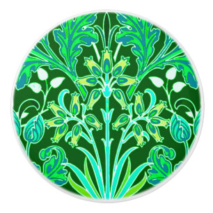Pomo De Cerámica Impresión del jacinto de William Morris, verde