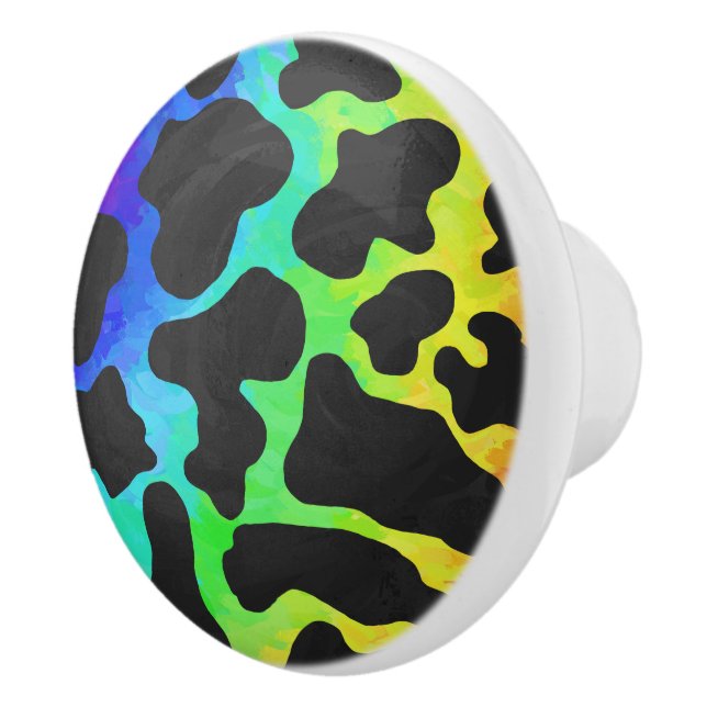 Pomo De Cerámica Impresión en blanco negro y arcoiris (Derecha)