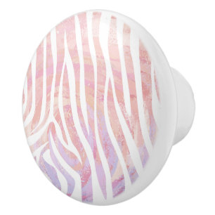 Pomo De Cerámica Impresión en rosa y blanco cebra