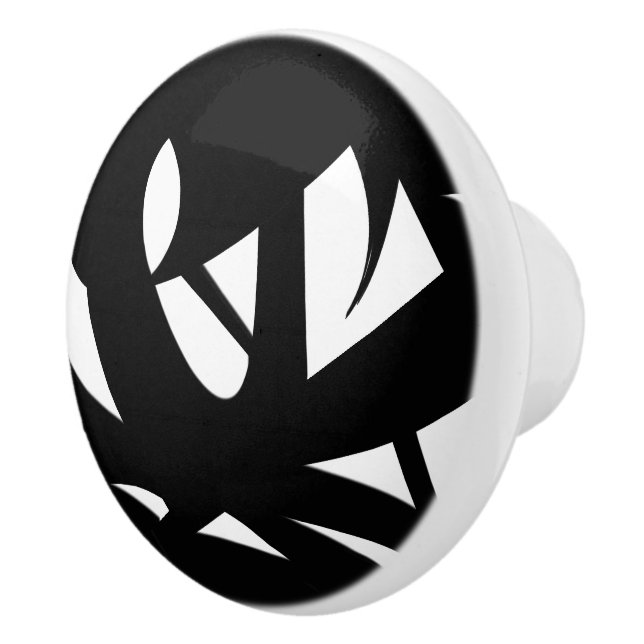 Pomo De Cerámica Impresionante arte moderno negro y blanco (Derecha)