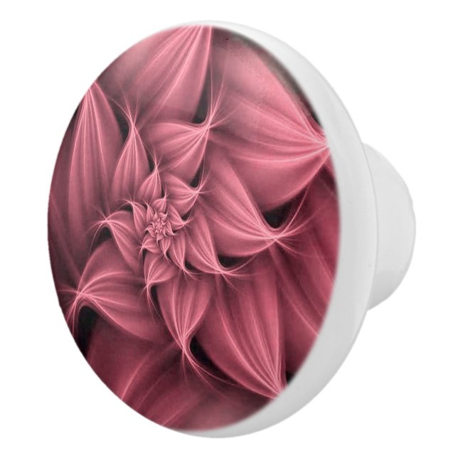 Pomo De Cerámica Impresionante Flor Fractal rosa (Derecha)