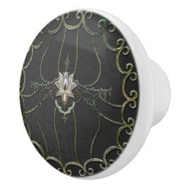 Pomo De Cerámica Impresionante y elegante flor de loto.