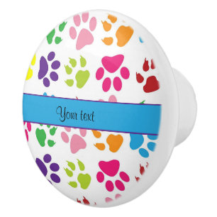 Pomo De Cerámica Impresiones animales coloridas de la pata